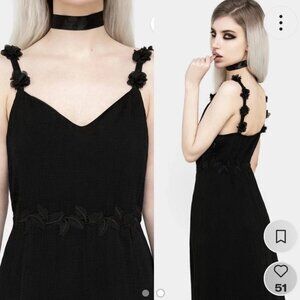 Disturbia Black Vine Embroidery V-Neck Maxi Dress UK 20/US 16 New With Tags